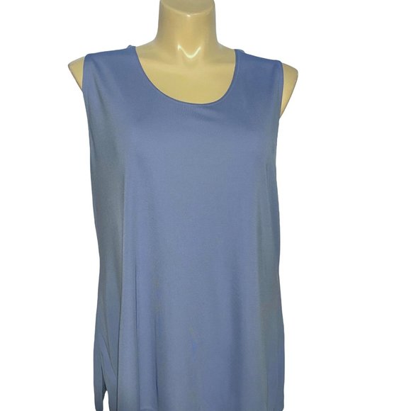 August Max Woman 2X Top Tank Sky Blue Side Slits Knit Stretch Sleeveless Cute - Picture 2 of 8